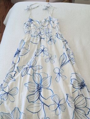 GAP White Sundress with Blue Floral Print